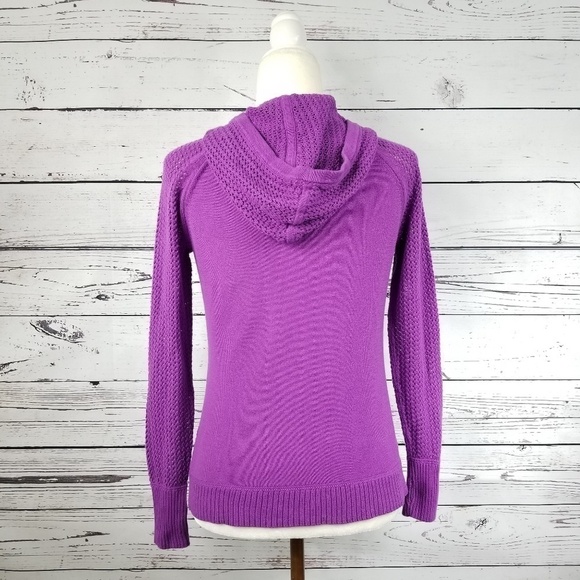 Athleta Sunscape purple zip up open knit hoodie sweater women's size S - Picture 5 of 9